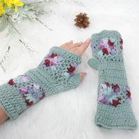 Hand Knitted Crochet Flower Design Hand Warmer