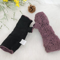 Crochet Solid Color Fleece Lined Gloves