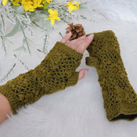 Crochet Solid Color Fleece Lined Gloves