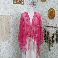 Sequin Butterfly Embroidered Shawls