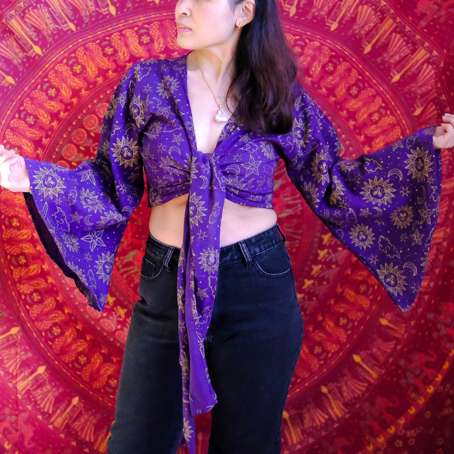 Celestial Cotton Wrap Top
