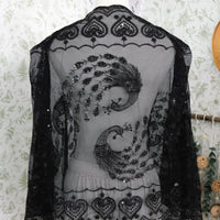 Witchy Peacock Embroidered Sequin Shawl