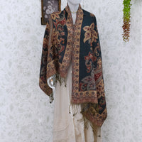 Oversized Reversible Paisley Wrap Scarf with Fringe