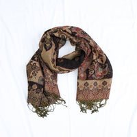 Oversized Reversible Paisley Wrap Scarf with Fringe