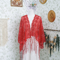 Witchy Peacock Embroidered Sequin Shawl