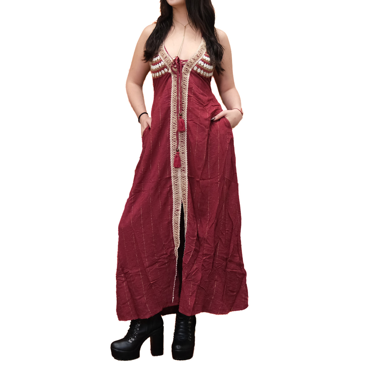 Backless Boho Halter Maxi Dress