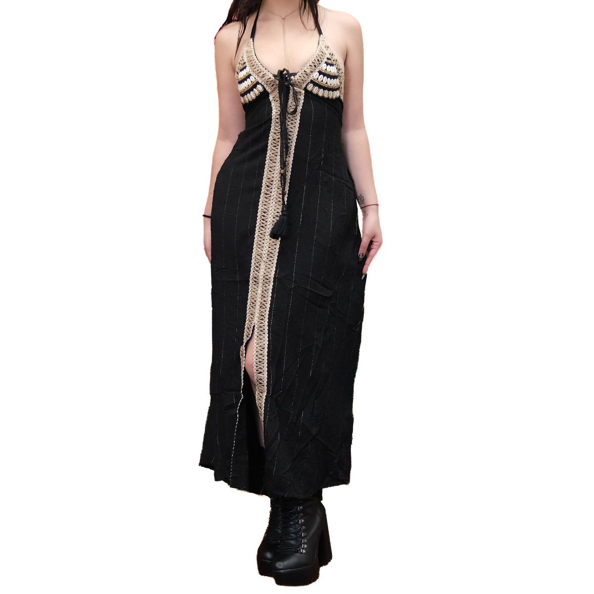 Backless Boho Halter Maxi Dress