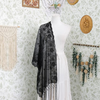 Sequin Embroidered Lace Fringe Shawl