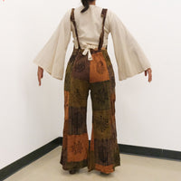 Patchwork Wide Leg Jumpsuit with Pockets