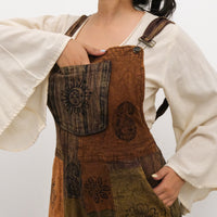 Patchwork Wide Leg Jumpsuit with Pockets
