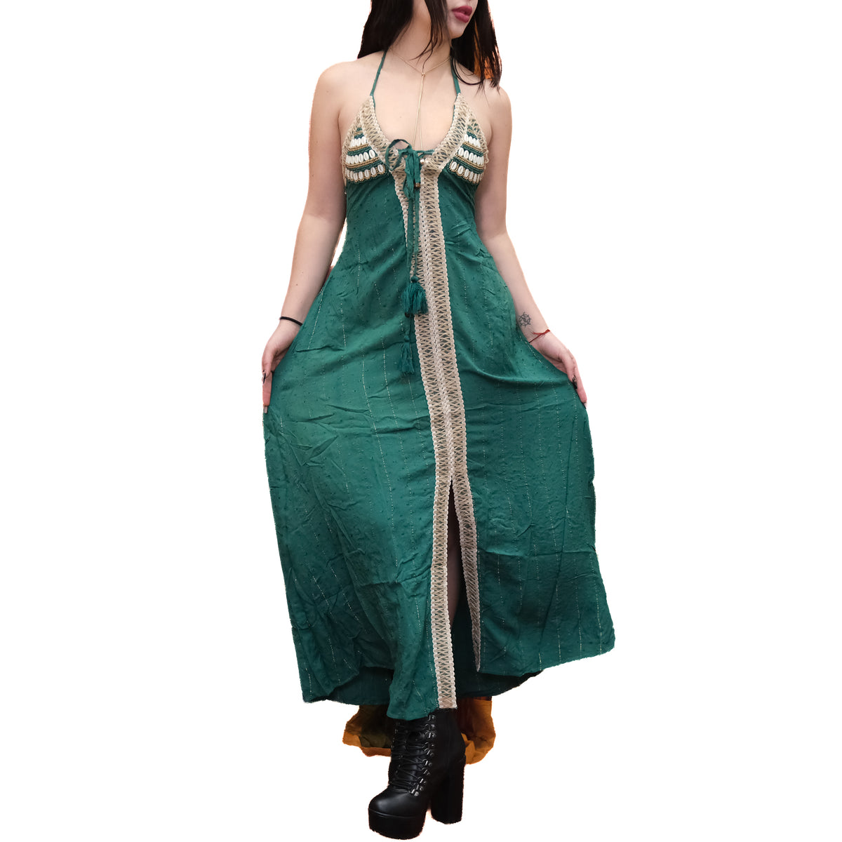 Backless Boho Halter Maxi Dress