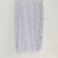 Sequin Embroidered Lace Fringe Shawl