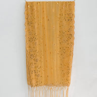 Sequin Embroidered Lace Fringe Shawl