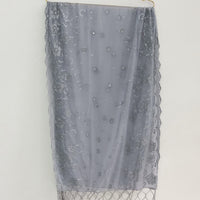 Sequin Embroidered Lace Fringe Shawl