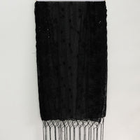 Sequin Embroidered Lace Fringe Shawl