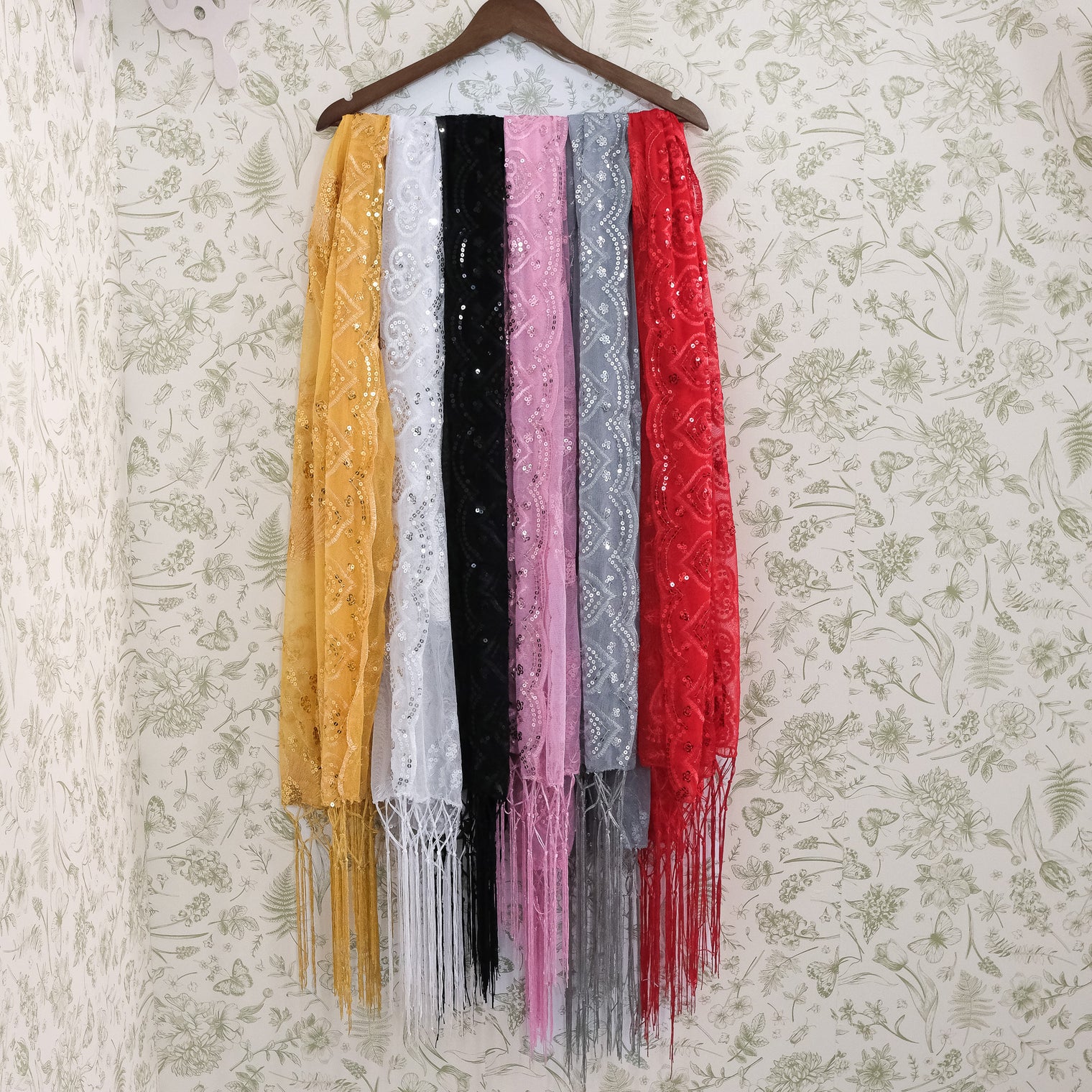 Witchy Peacock Embroidered Sequin Shawl