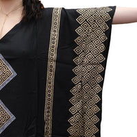 Shimmering Gold Block Print Boho Kaftan Dress