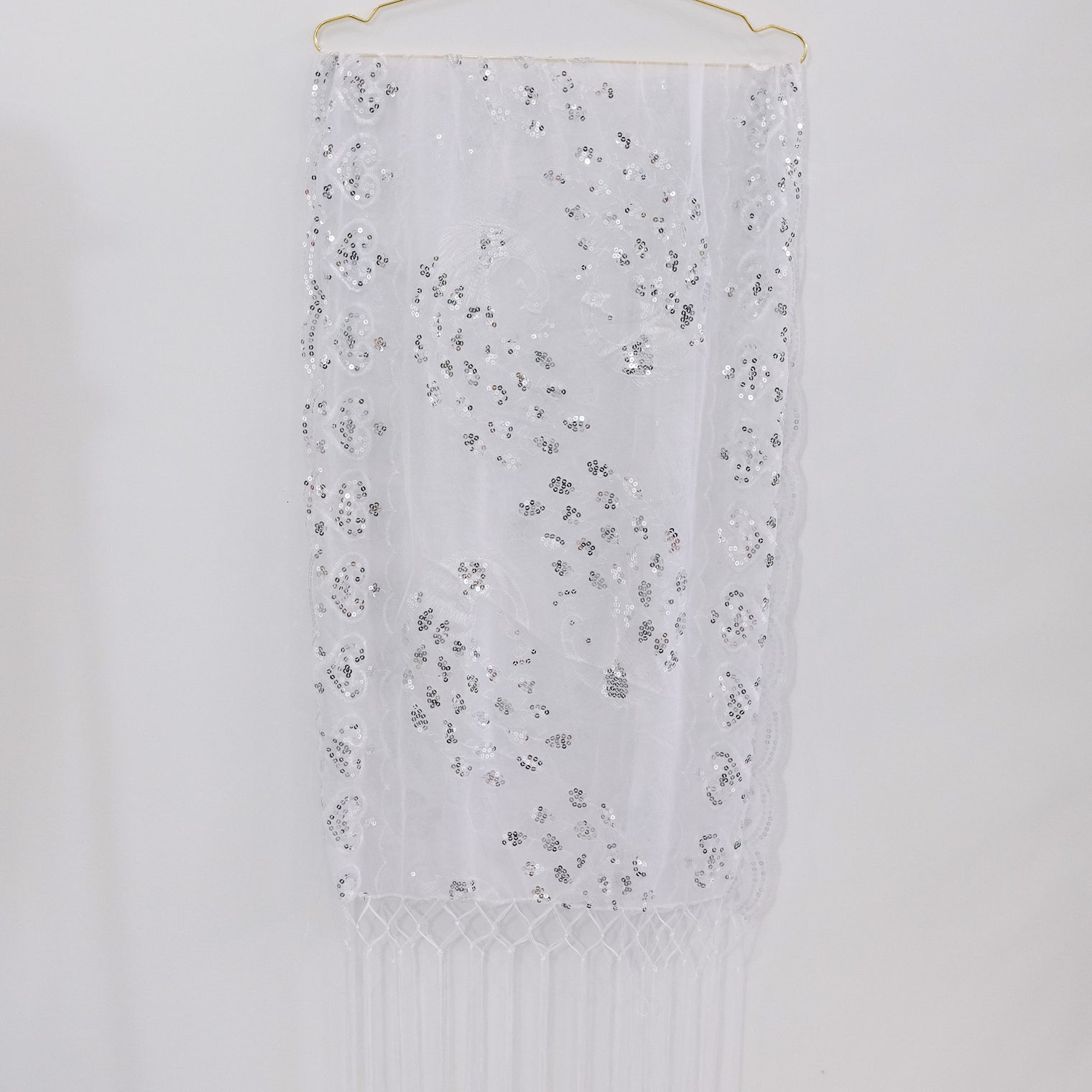 Witchy Peacock Embroidered Sequin Shawl