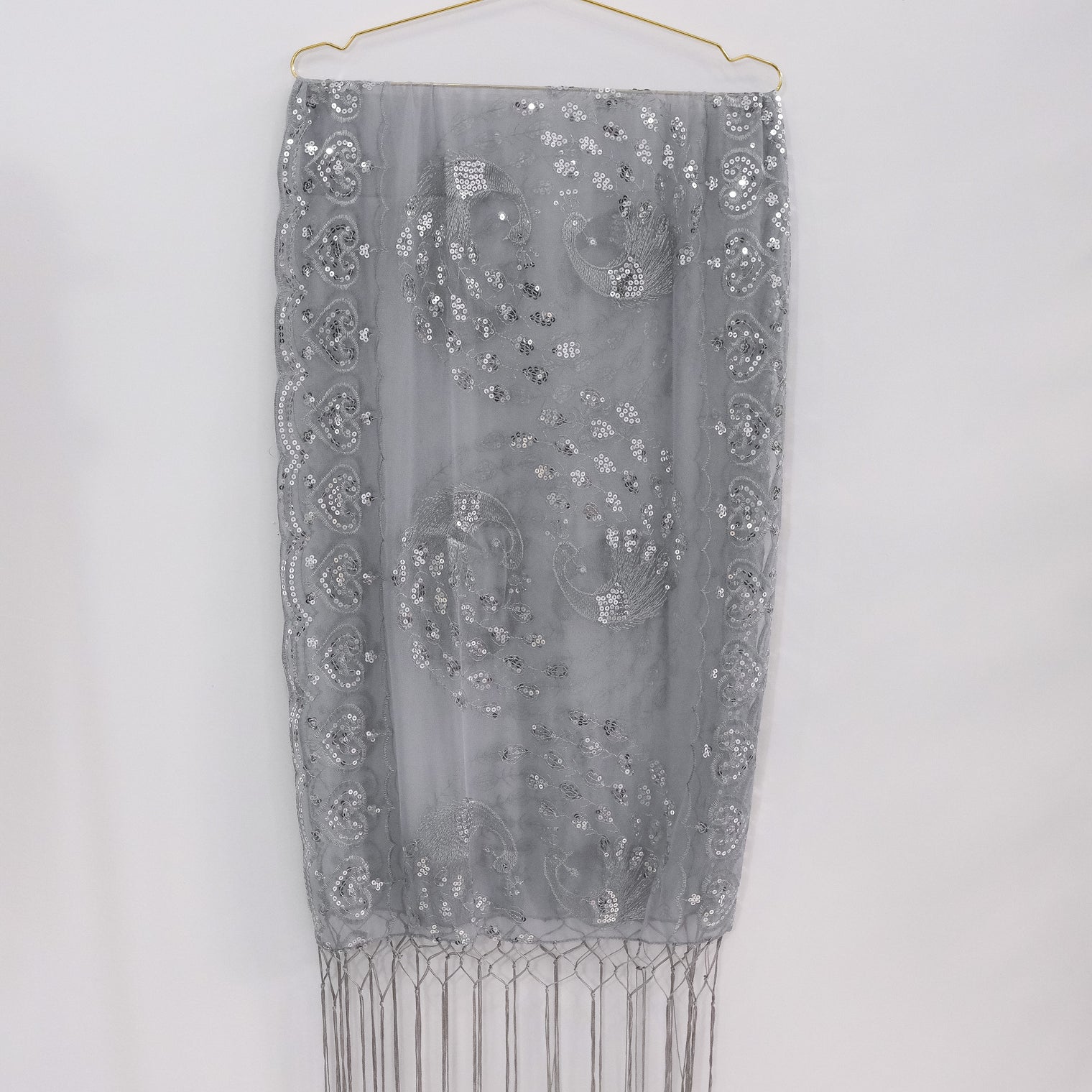 Witchy Peacock Embroidered Sequin Shawl