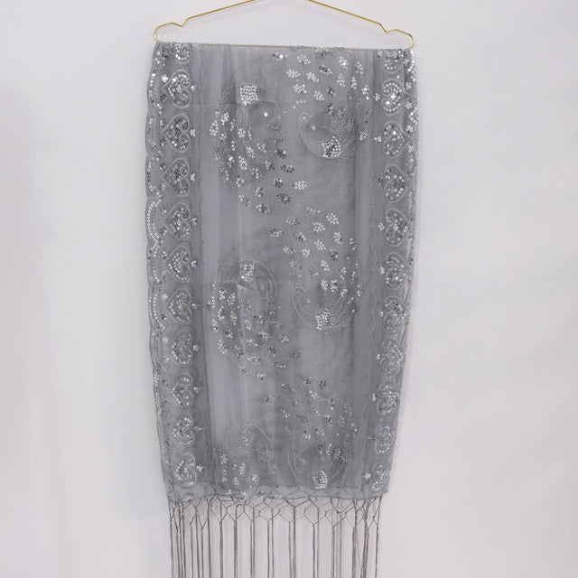 Witchy Peacock Embroidered Sequin Shawl