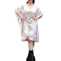 Shimmering Gold Block Print Boho Kaftan Dress