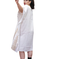 Shimmering Gold Block Print Boho Kaftan Dress