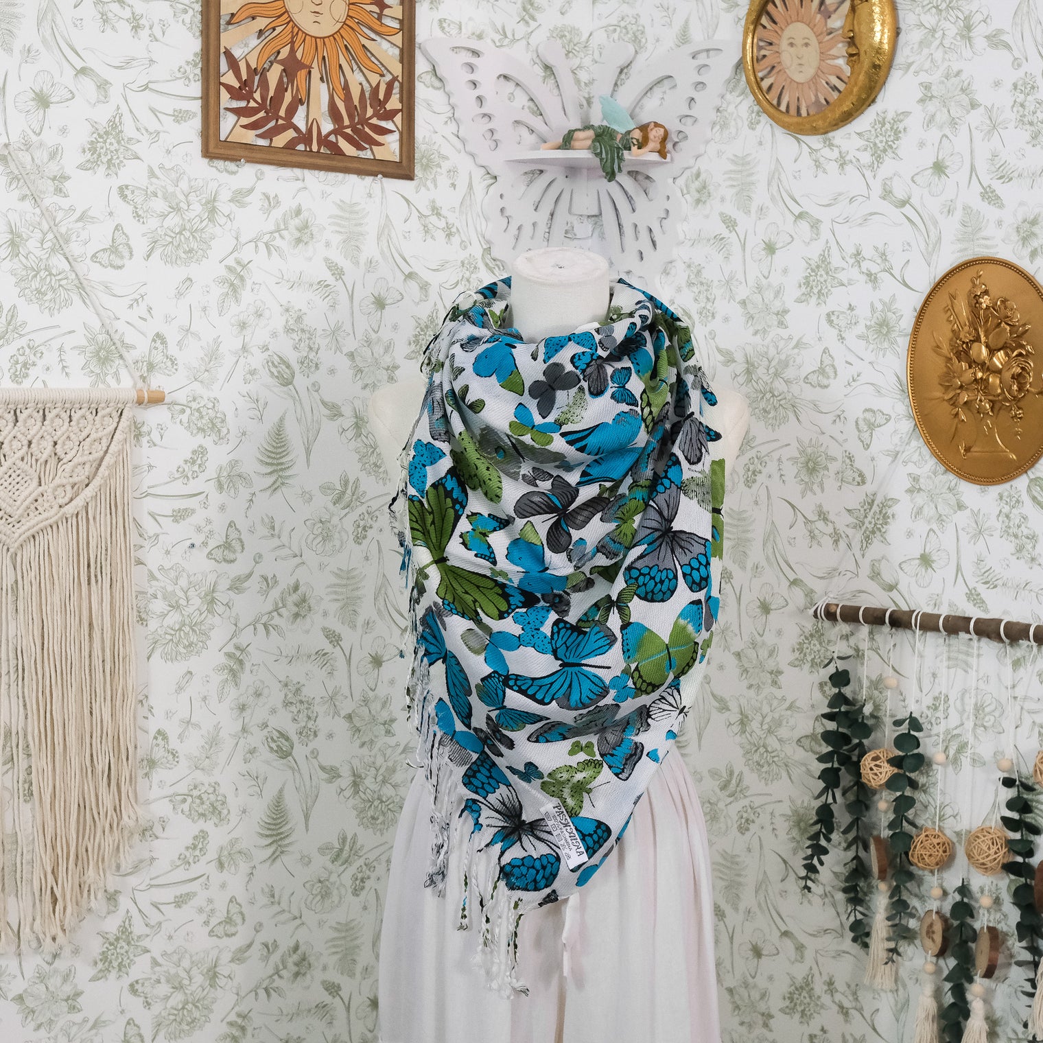 Butterfly Print Fall Winter Shawl