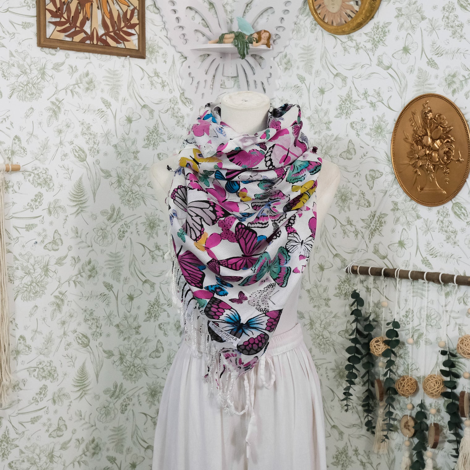 Butterfly Print Fall Winter Shawl