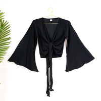 Solid Cotton Wrap Top