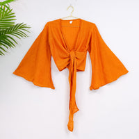 Solid Cotton Wrap Top