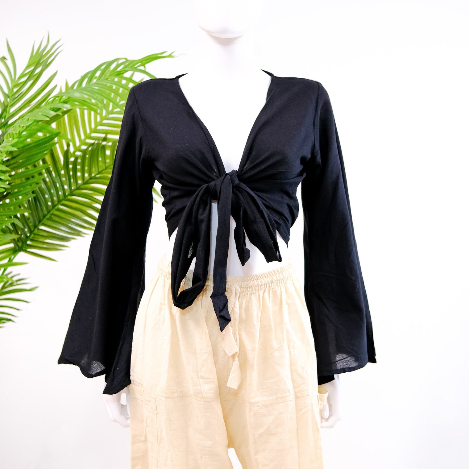 Solid Cotton Wrap Top