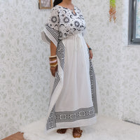 Celestial Sun & Moon Hamsa Kaftan Maxi Dress with Pockets