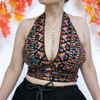 Hand Embroidery Velvet Halter Top