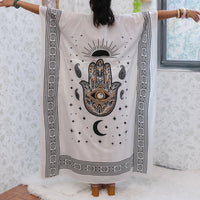 Celestial Sun & Moon Hamsa Kaftan Maxi Dress with Pockets