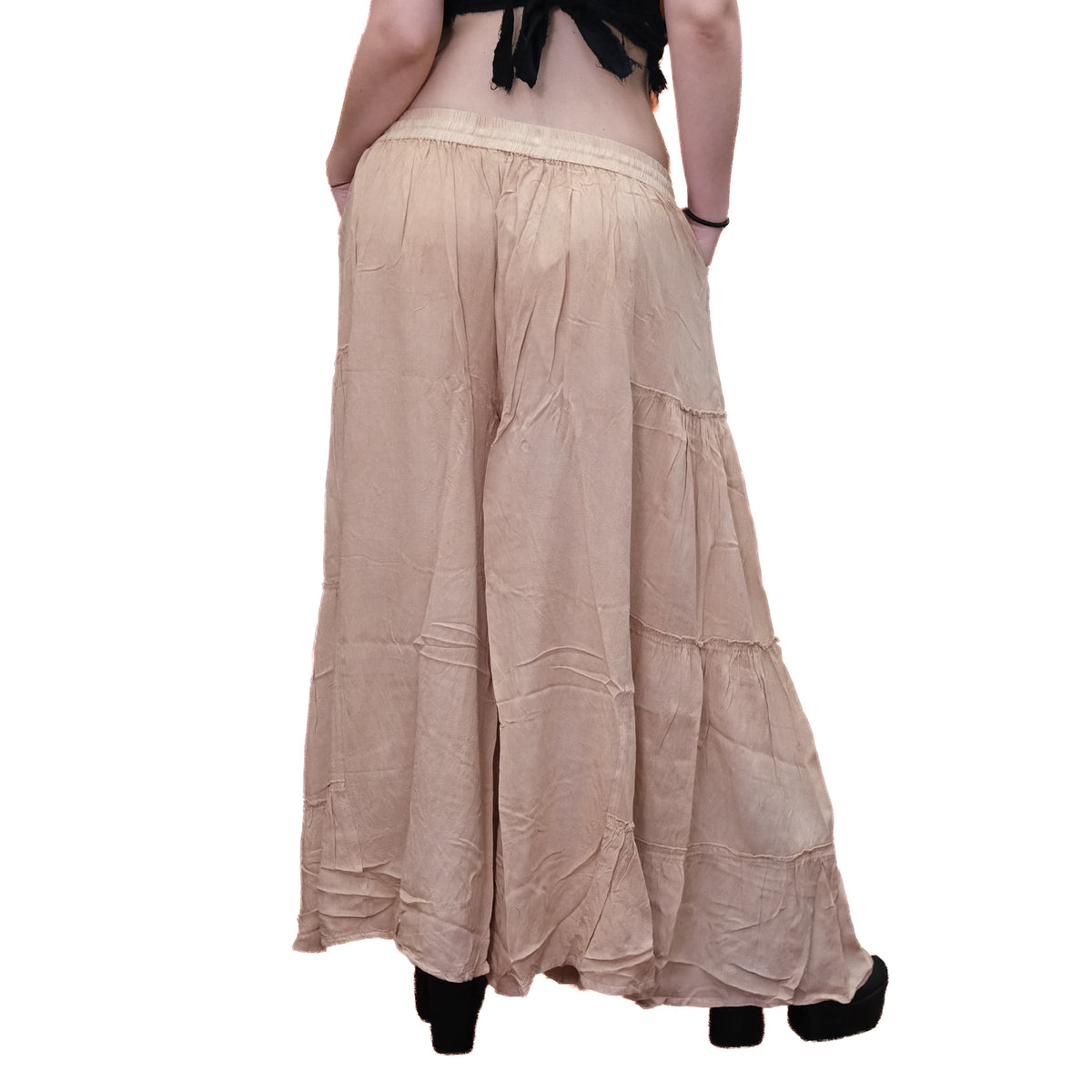 Stonewashed Boho Wide Leg Palazzo Pants