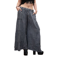 Stonewashed Boho Wide Leg Palazzo Pants