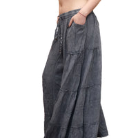 Stonewashed Boho Wide Leg Palazzo Pants