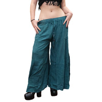Stonewashed Boho Wide Leg Palazzo Pants