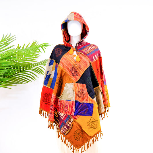Patchwork Hooded Fall/Winter Ponchos