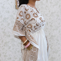 Celestial Sun & Moon Hamsa Kaftan Maxi Dress with Pockets