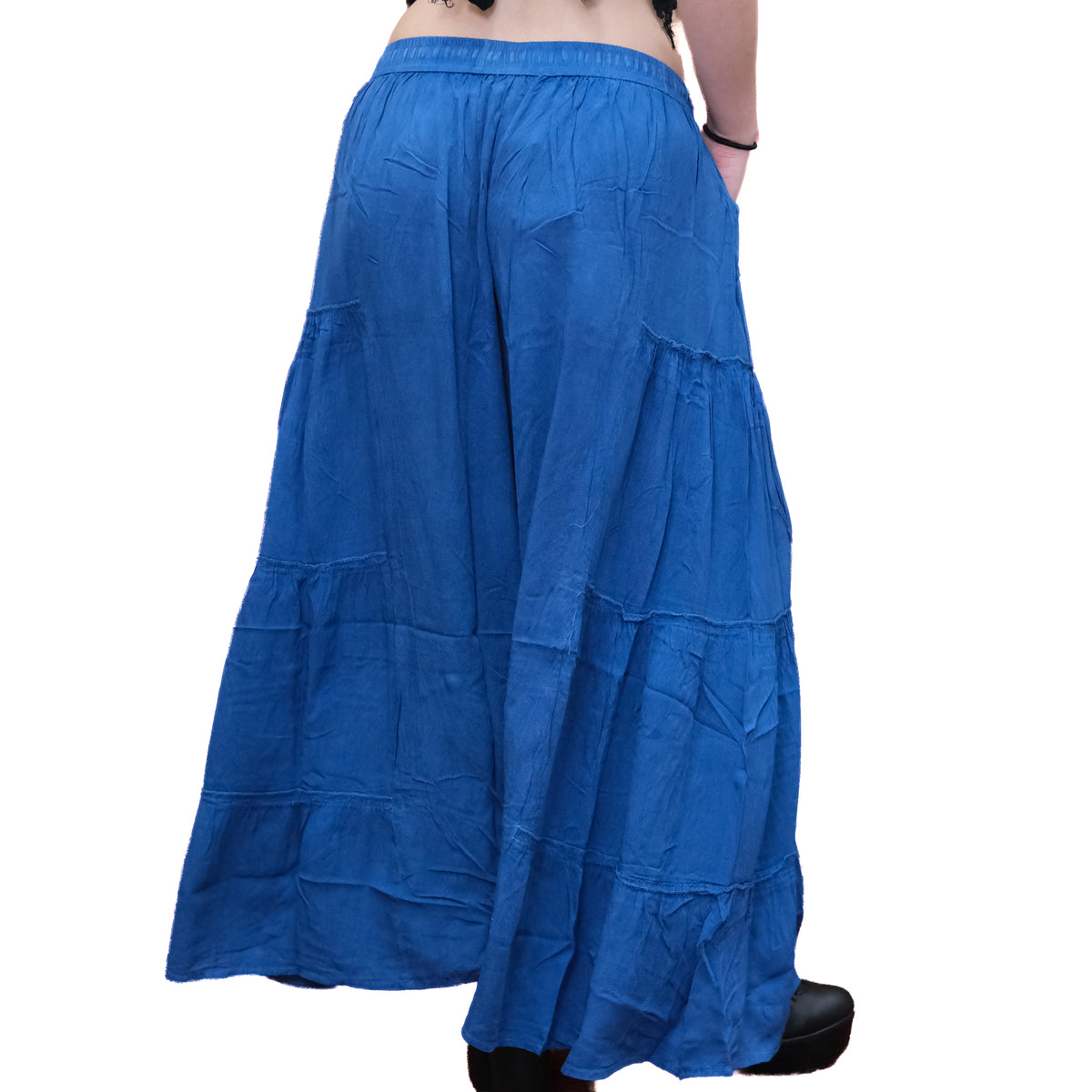 Stonewashed Boho Wide Leg Palazzo Pants