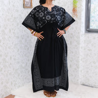 Celestial Sun & Moon Hamsa Kaftan Maxi Dress with Pockets