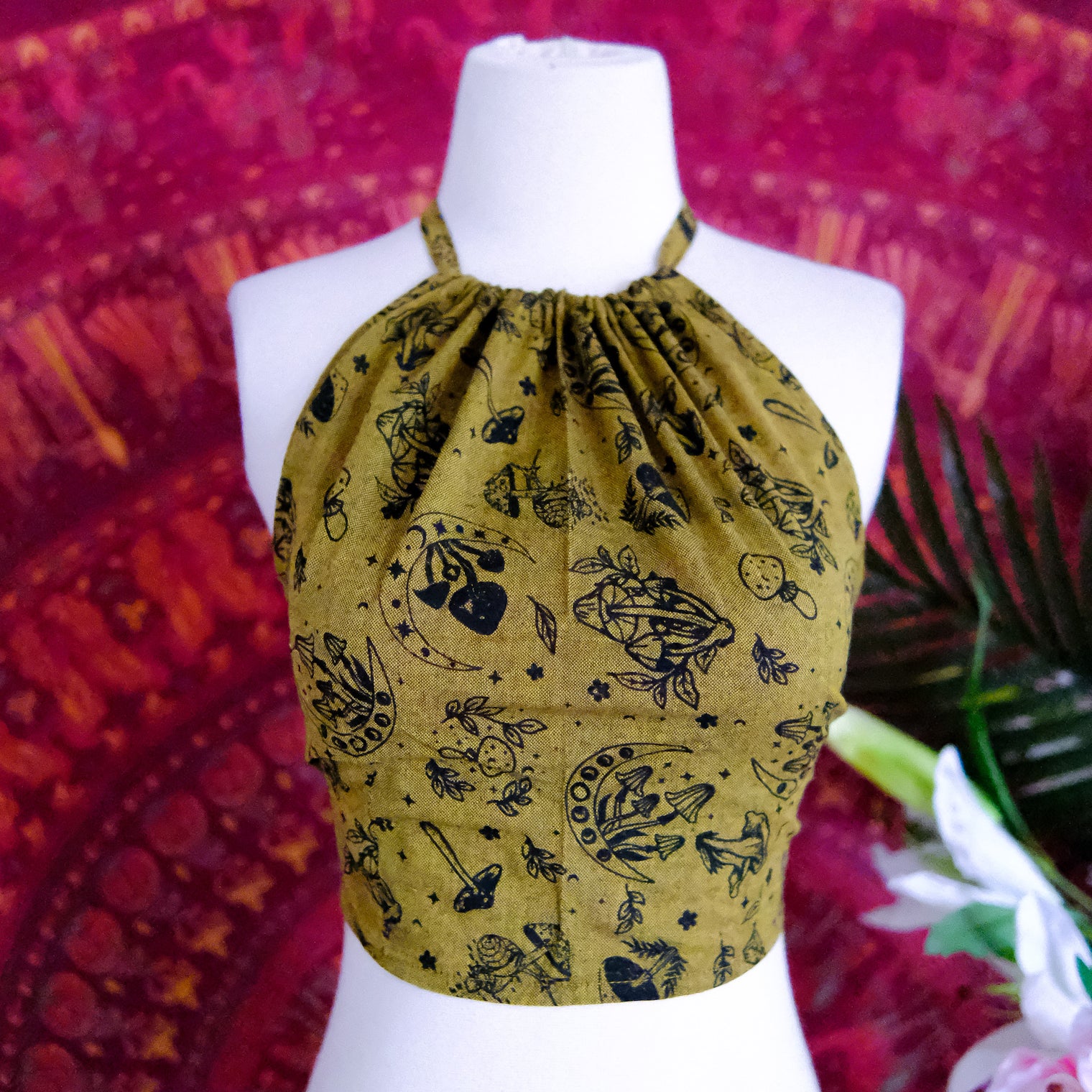 Mushroom/Celestial Halter Top