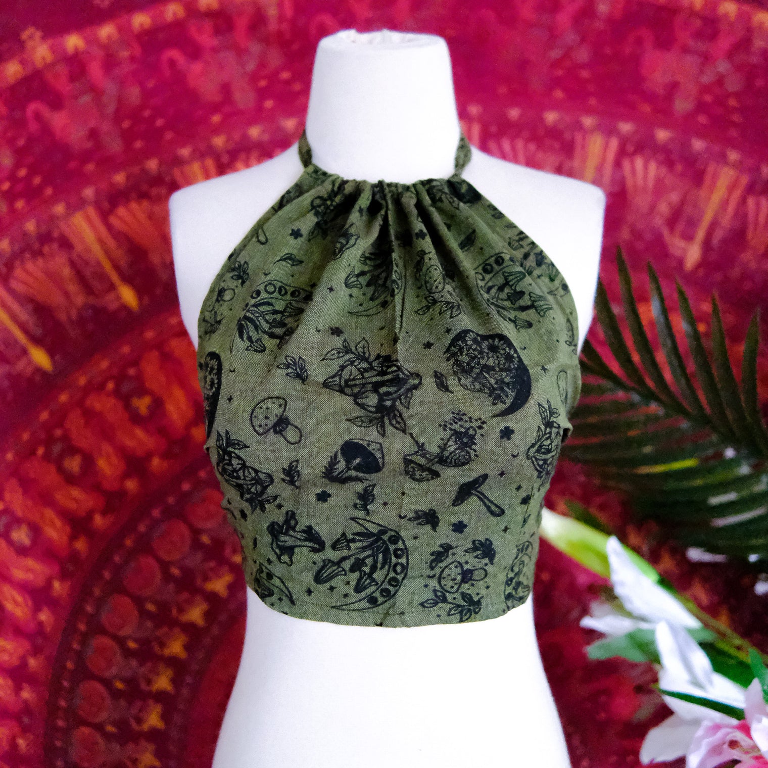 Mushroom/Celestial Halter Top