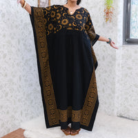 Celestial Sun & Moon Hamsa Kaftan Maxi Dress with Pockets