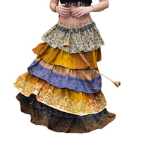 One-of-a-Kind Recycled Sari Tiered Maxi Skirt