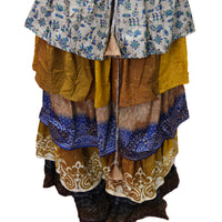One-of-a-Kind Recycled Sari Tiered Maxi Skirt