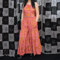 Floral Paisley Tiered Palazzo Pants with Halter Top Set