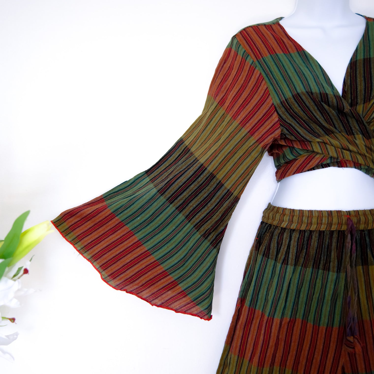 Serene Flowy Wide Leg Flare Pants with Bell Sleeve Top