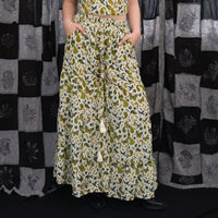 Whimsical Paisley Peacock Tiered Palazzo Pants
